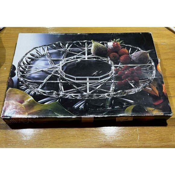 Mikasa Roxborough Crystal 15" Divided Relish Tray Plate Germany w/ Box EUC - Picture 2 of 4